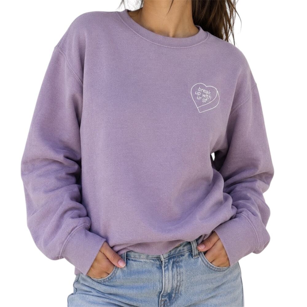 Ariana Grande Official Break Up With Your‎ GF Purple Crewneck Sz S Embroidered